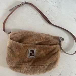 Fendi Brown Shearling Mama Shoulder Bag